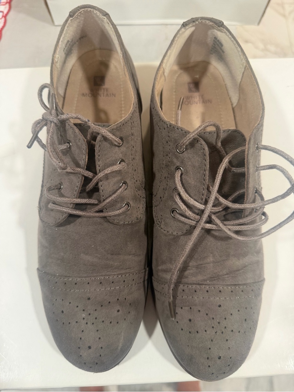 Gray Suede Lace-Up Oxfords